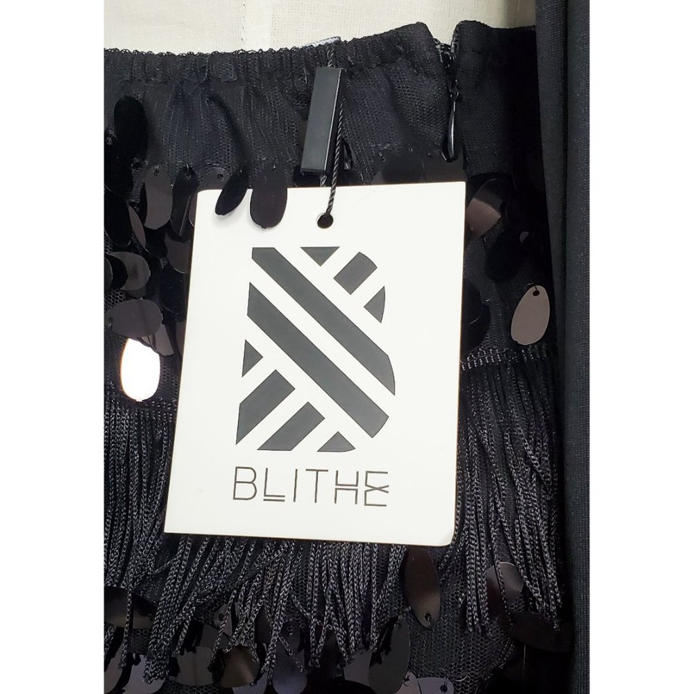 BLITHE Womens Black Fringe and Sequin Party Dress Retro 20s L NWT - Picture 10 of 12
